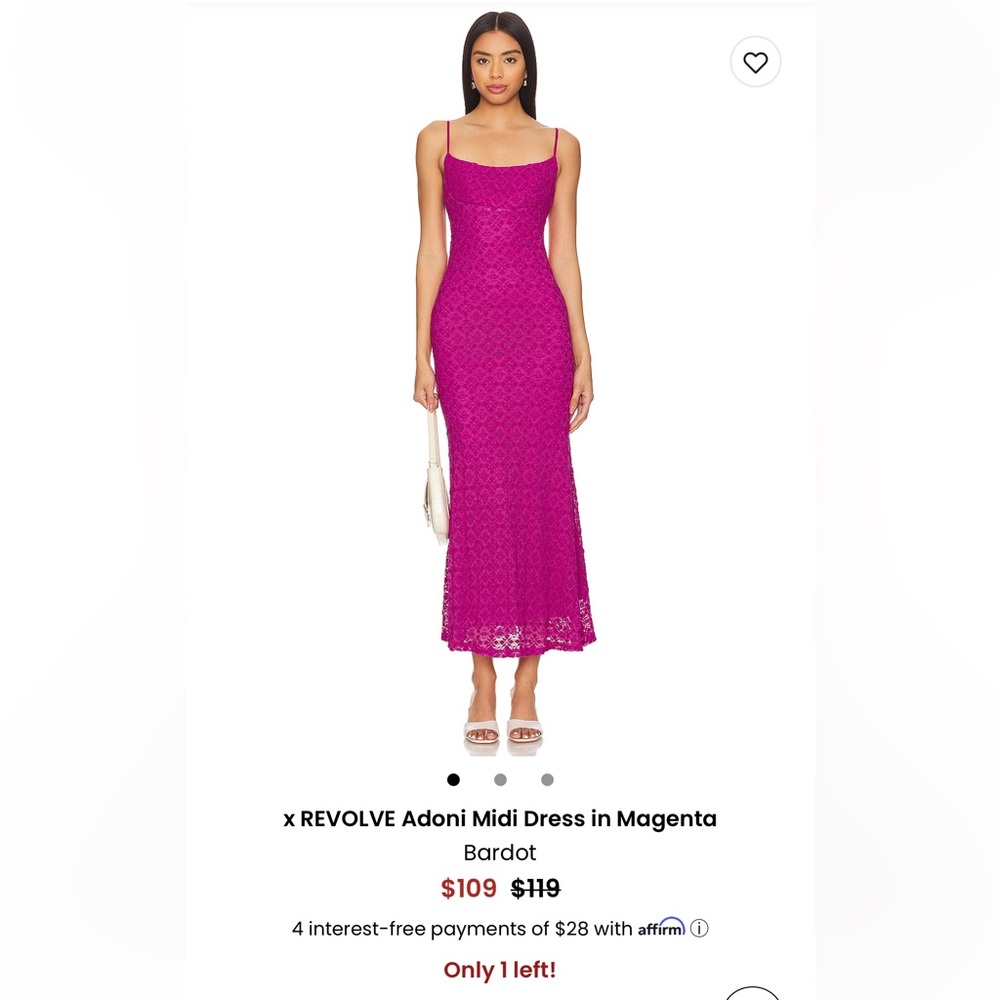 REVOLVE Lace Midi Dress in Vibrant Pink